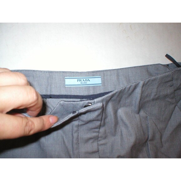 New 28 x 25 Womens Designer Prada Milano Pants 38 2 Crop Gray Black White Slacks - Picture 2 of 11